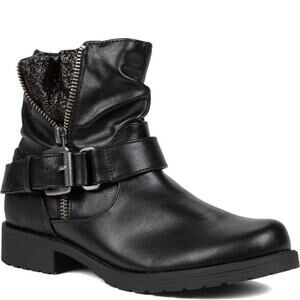 NEW! Pop Girls Tali Girls Biker Ankle Boots Black Size 1M Motorcycle Bootie